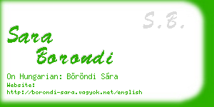 sara borondi business card